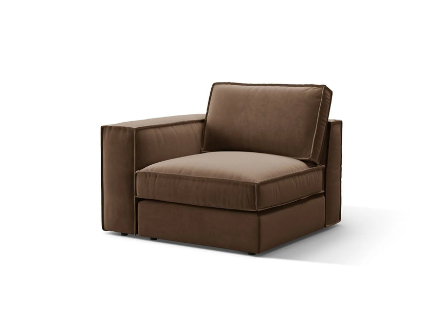 Pola Modulares 1-Sitzer Sofa Sitzelement, Linke Seite, aus Samt in Schokolade (Salvador 4), 103x103 cm von Micadoni – Bild 3
