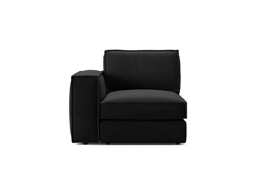 Pola Modulares 1-Sitzer Sofa Sitzelement, Linke Seite, aus Samt in Schwarz (Salvador 19), 103x103 cm von Micadoni – Bild 1
