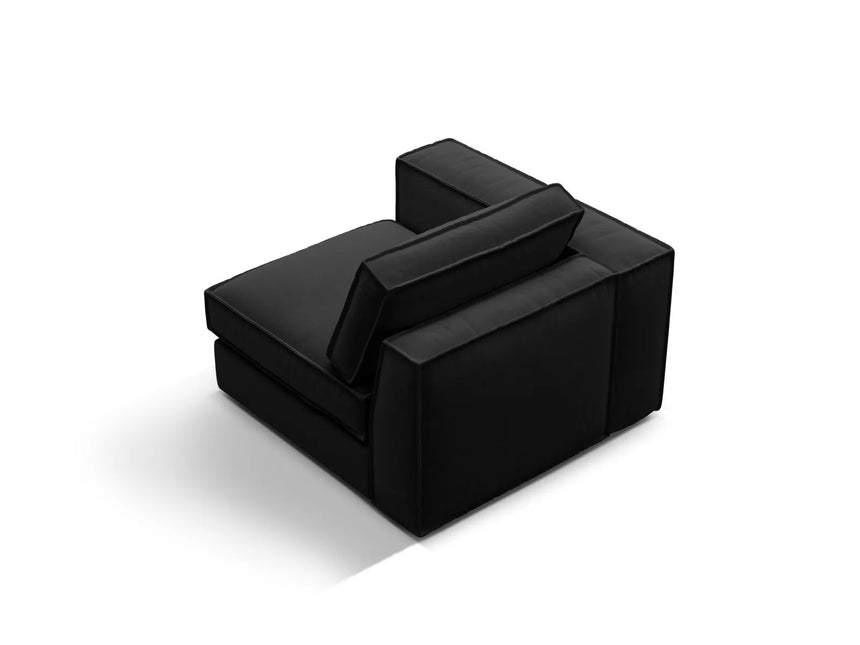 Pola Modulares 1-Sitzer Sofa Sitzelement, Linke Seite, aus Samt in Schwarz (Salvador 19), 103x103 cm von Micadoni – Bild 4