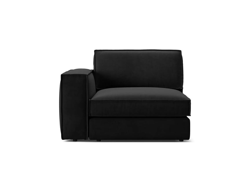 Pola Modulares 1-Sitzer Sofa Sitzelement, Linke Seite, aus Samt in Schwarz (Salvador 19), 103x118 cm von Micadoni – Bild 1