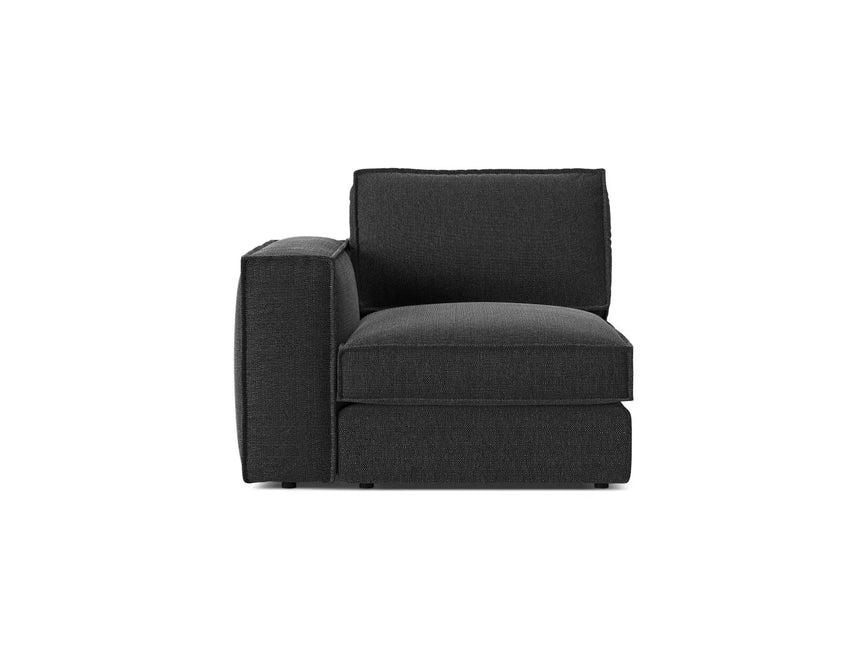 Pola Modulares 1-Sitzer Sofa Sitzelement, Linke Seite, aus Strukturierter Stoff in Schwarz (BABEL BLACK), 103x103 cm von Micadoni – Bild 1