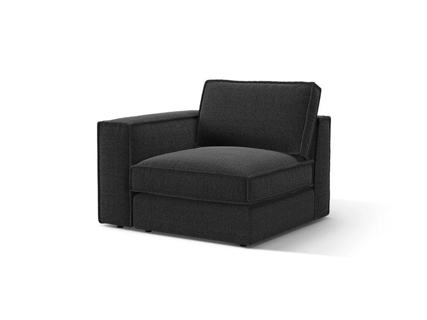 Pola Modulares 1-Sitzer Sofa Sitzelement, Linke Seite, aus Strukturierter Stoff in Schwarz (BABEL BLACK), 103x103 cm von Micadoni – Bild 3