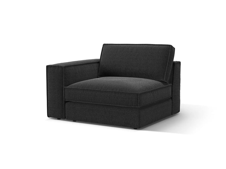 Pola Modulares 1-Sitzer Sofa Sitzelement, Linke Seite, aus Strukturierter Stoff in Schwarz (BABEL BLACK), 103x118 cm von Micadoni – Bild 3