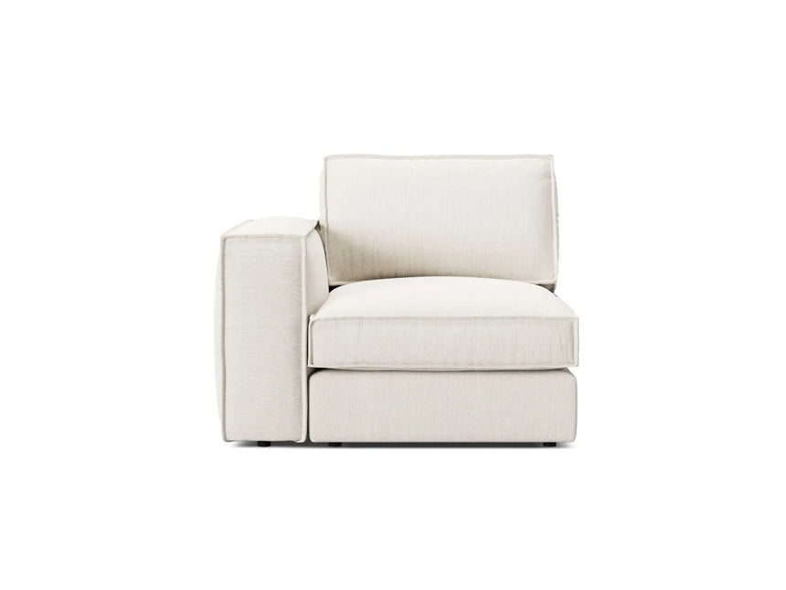 Pola Modulares 1-Sitzer Sofa Sitzelement, Linke Seite, aus Strukturierter Stoff in Weiß (BABEL WHITE), 103x103 cm von Micadoni – Bild 1