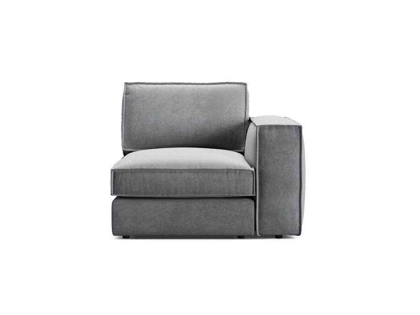 Pola Modulares 1-Sitzer Sofa Sitzelement, Rechte Seite, aus Samt in Grau (Salvador 17), 103x103 cm von Micadoni – Bild 1