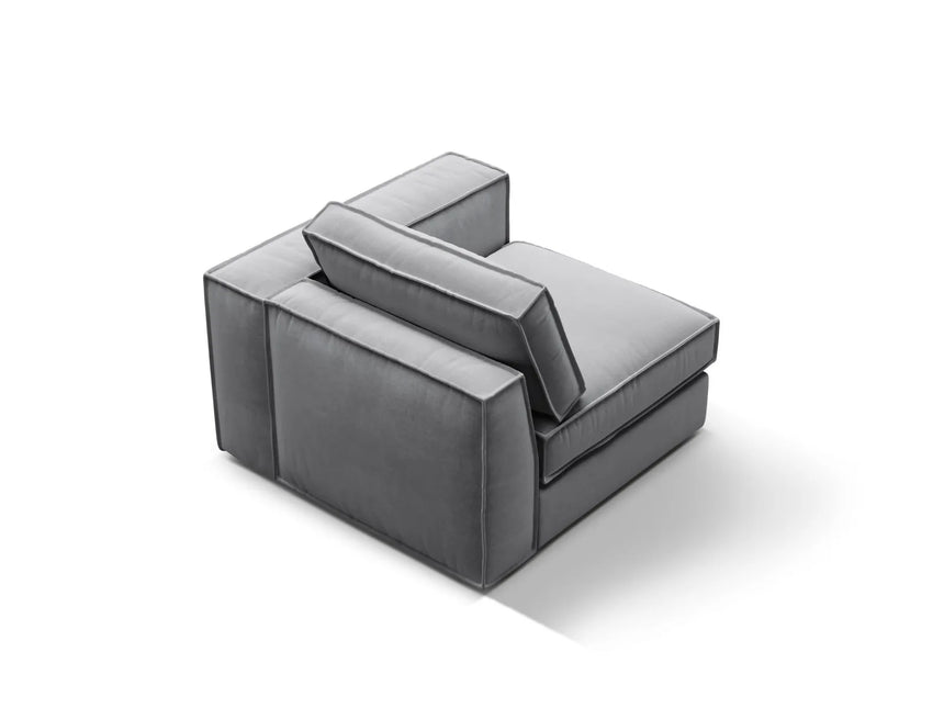 Pola Modulares 1-Sitzer Sofa Sitzelement, Rechte Seite, aus Samt in Grau (Salvador 17), 103x103 cm von Micadoni – Bild 4
