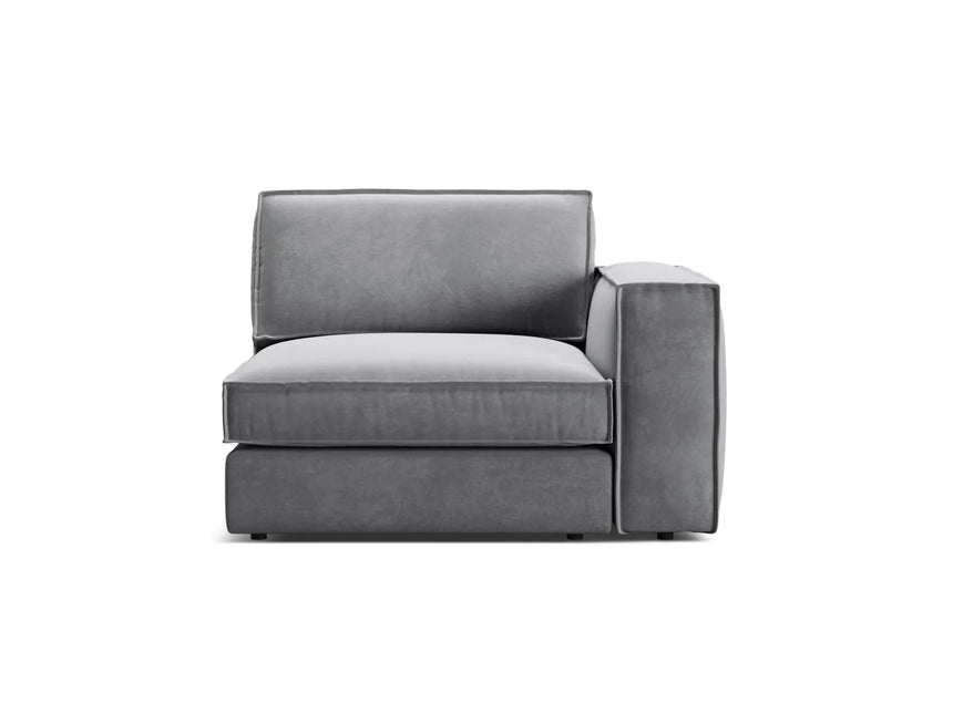 Pola Modulares 1-Sitzer Sofa Sitzelement, Rechte Seite, aus Samt in Grau (Salvador 17), 103x118 cm von Micadoni – Bild 1
