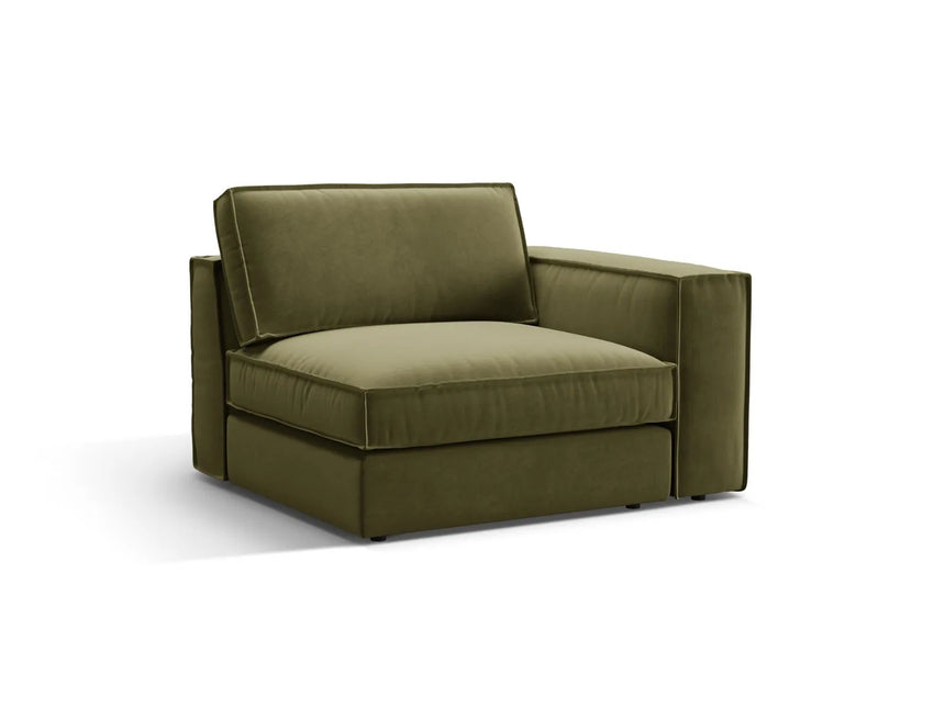 Pola Modulares 1-Sitzer Sofa Sitzelement, Rechte Seite, aus Samt in Grün (Salvador 8), 103x118 cm von Micadoni – Bild 3