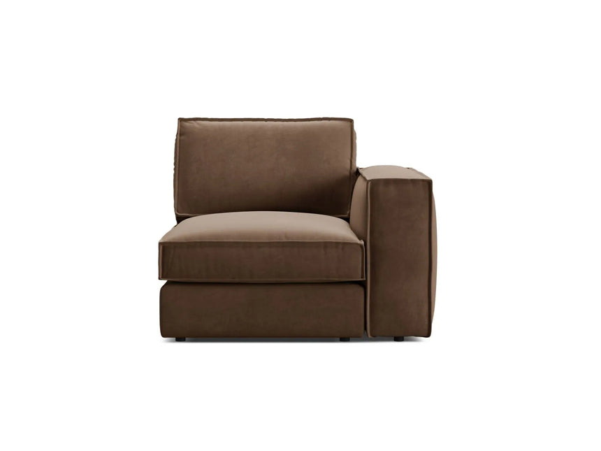 Pola Modulares 1-Sitzer Sofa Sitzelement, Rechte Seite, aus Samt in Schokolade (Salvador 4), 103x103 cm von Micadoni – Bild 1