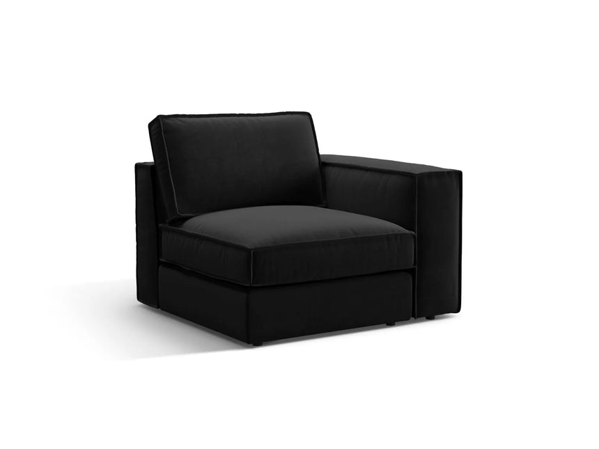 Pola Modulares 1-Sitzer Sofa Sitzelement, Rechte Seite, aus Samt in Schwarz (Salvador 19), 103x103 cm von Micadoni – Bild 3