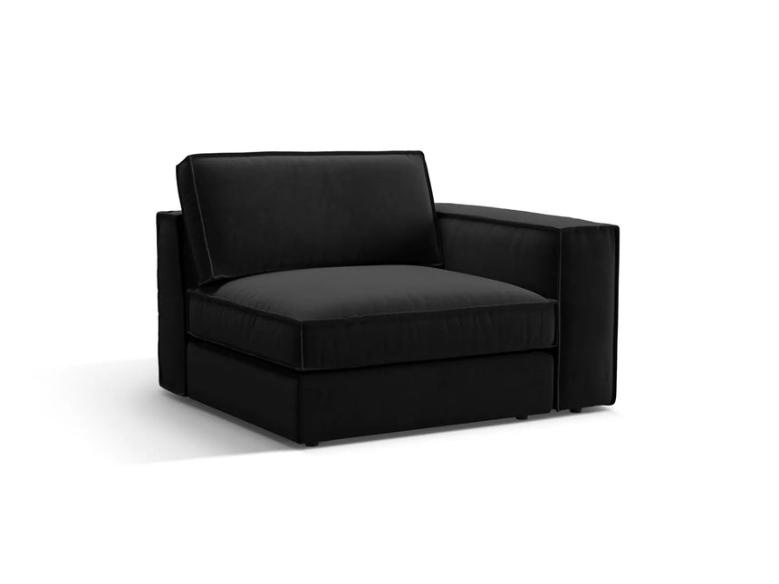 Pola Modulares 1-Sitzer Sofa Sitzelement, Rechte Seite, aus Samt in Schwarz (Salvador 19), 103x118 cm von Micadoni – Bild 3