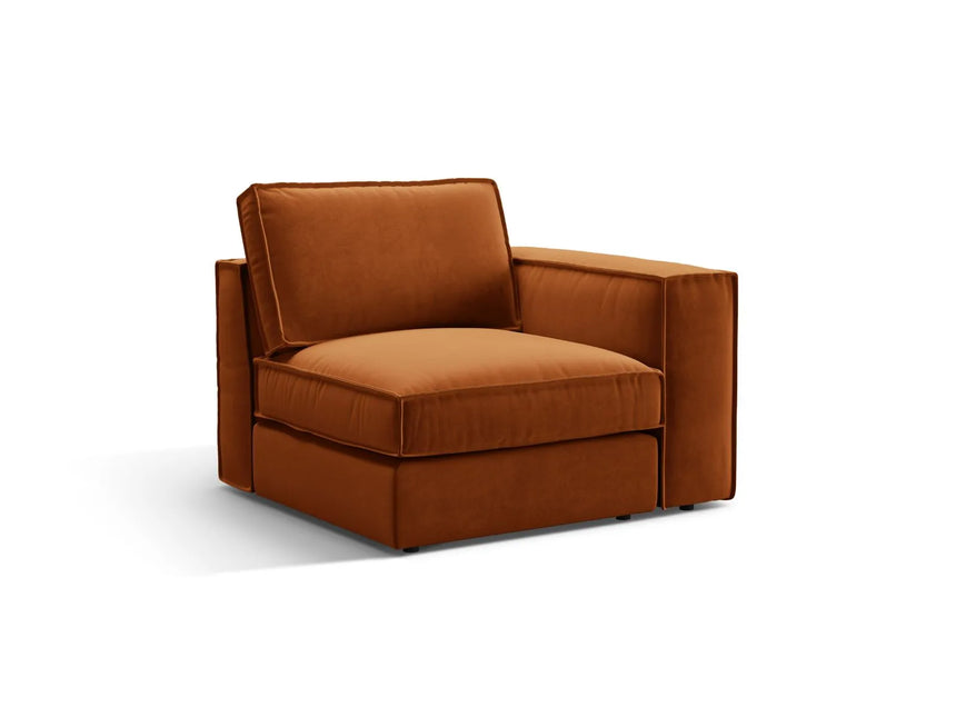 Pola Modulares 1-Sitzer Sofa Sitzelement, Rechte Seite, aus Samt in Terrakotta (Salvador 14), 103x103 cm von Micadoni – Bild 3