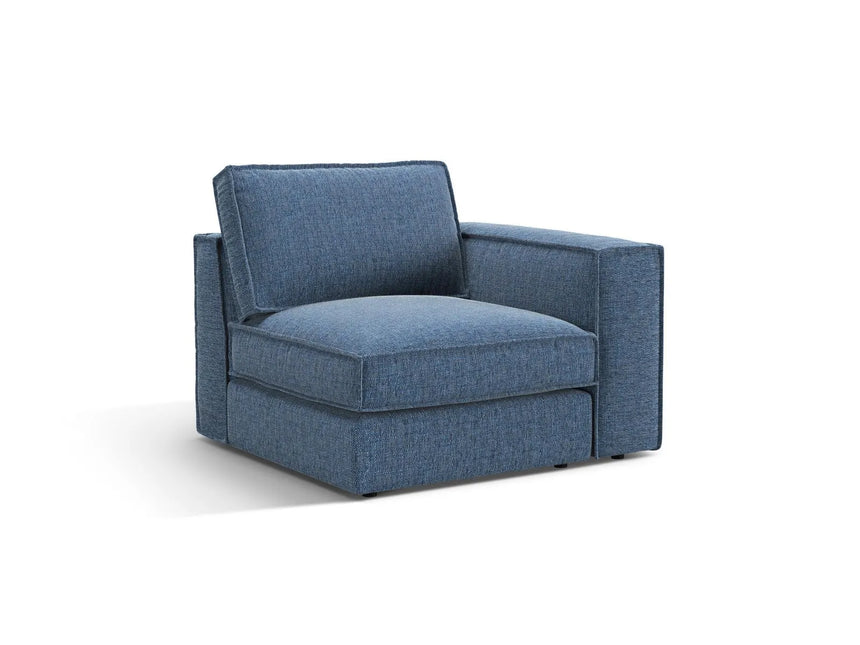 Pola Modulares 1-Sitzer Sofa Sitzelement, Rechte Seite, aus Strukturierter Stoff in Dunkelblau (BABEL BLUE), 103x103 cm von Micadoni – Bild 3