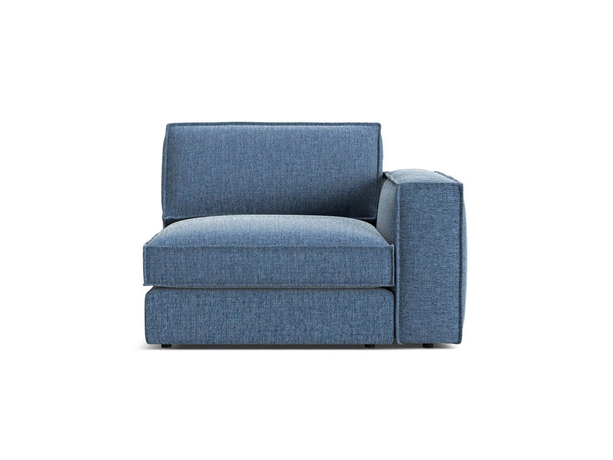 Pola Modulares 1-Sitzer Sofa Sitzelement, Rechte Seite, aus Strukturierter Stoff in Dunkelblau (BABEL BLUE), 103x118 cm von Micadoni – Bild 1