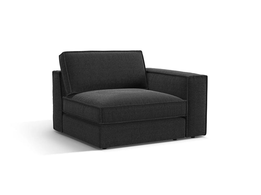 Pola Modulares 1-Sitzer Sofa Sitzelement, Rechte Seite, aus Strukturierter Stoff in Schwarz (BABEL BLACK), 103x118 cm von Micadoni – Bild 3