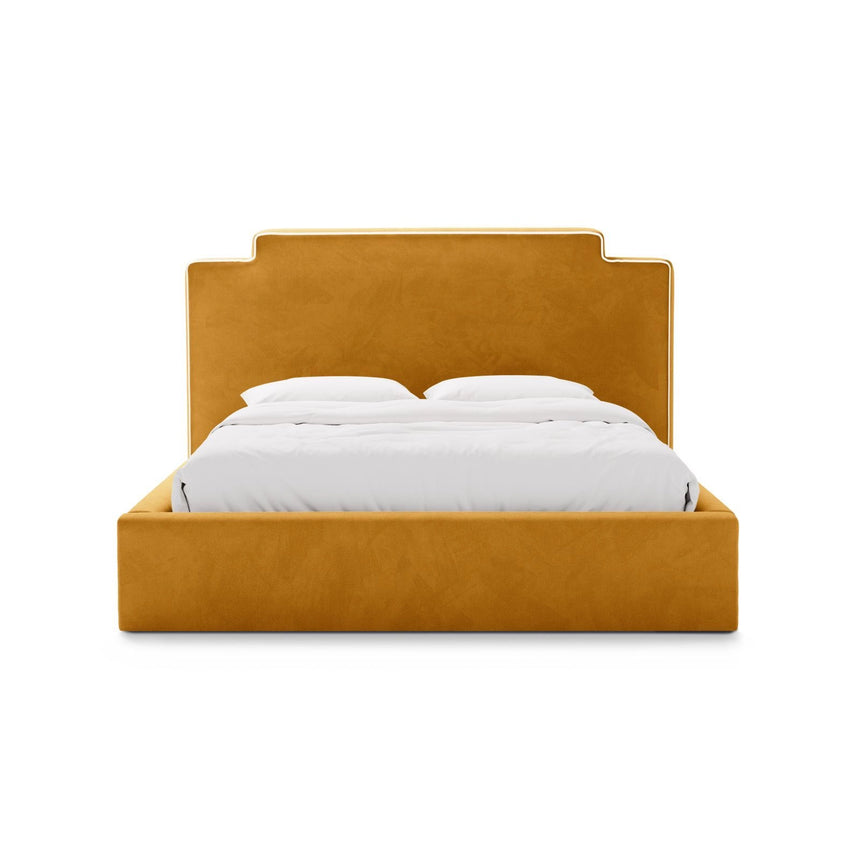 Princess Bett mit Kopfteil und Stauraum aus Samt in Elfenbein / Senf (Magic Velvet 2256,Magic Velvet 2288), 180x200 cm von Micadoni – Bild 3