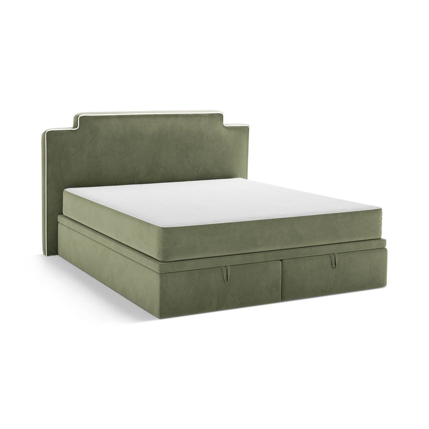 Princess Boxspringbett mit Kopfteil und Stauraum aus Samt in Elfenbein / Grün (Magic Velvet 2256,Magic Velvet 2243), 200x200 cm von Micadoni – Bild 4