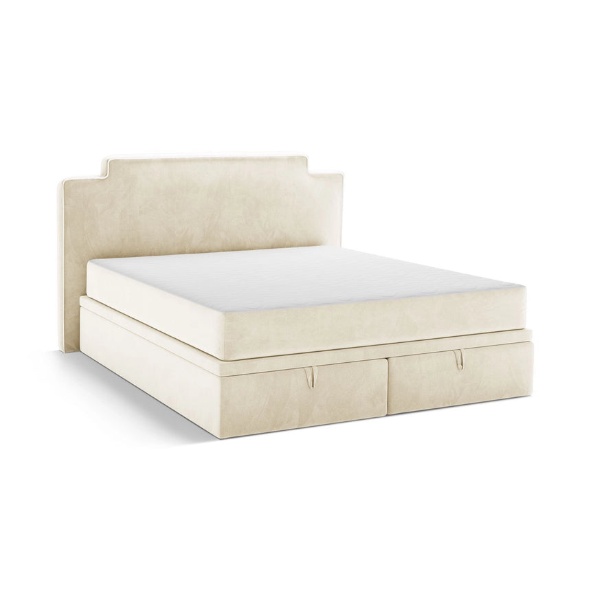 Princess Boxspringbett mit Kopfteil und Stauraum aus Samt in Elfenbein (Magic Velvet 2256), 180x200 cm von Micadoni – Bild 4