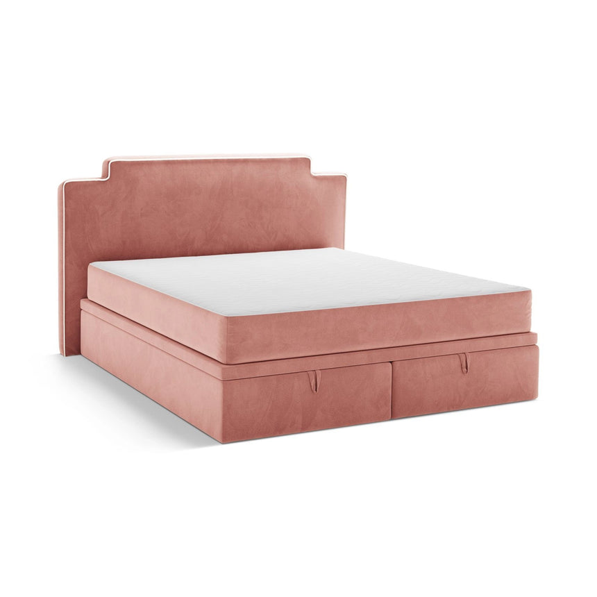 Princess Boxspringbett mit Kopfteil und Stauraum aus Samt in Elfenbein / Pink (Magic Velvet 2256,Magic Velvet 2257), 140x200 cm von Micadoni – Bild 4