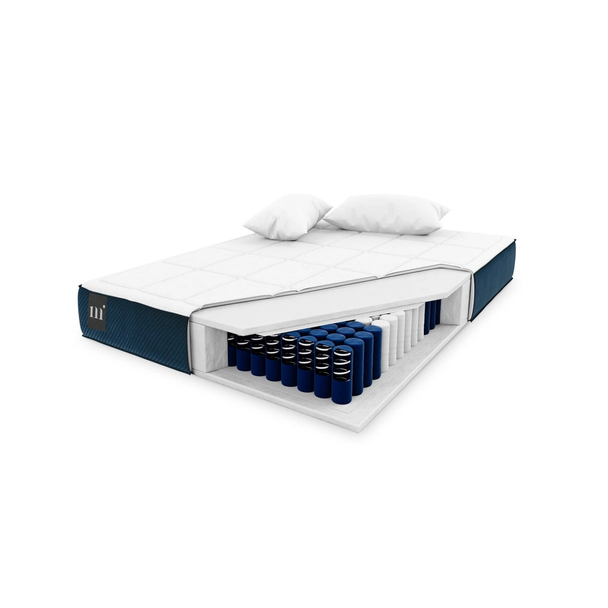 Sidi Matratze mit Taschenfederkern aus Strukturierter Stoff in Weiß und blau, 200x180 cm von Micadoni – Produktbild 4
