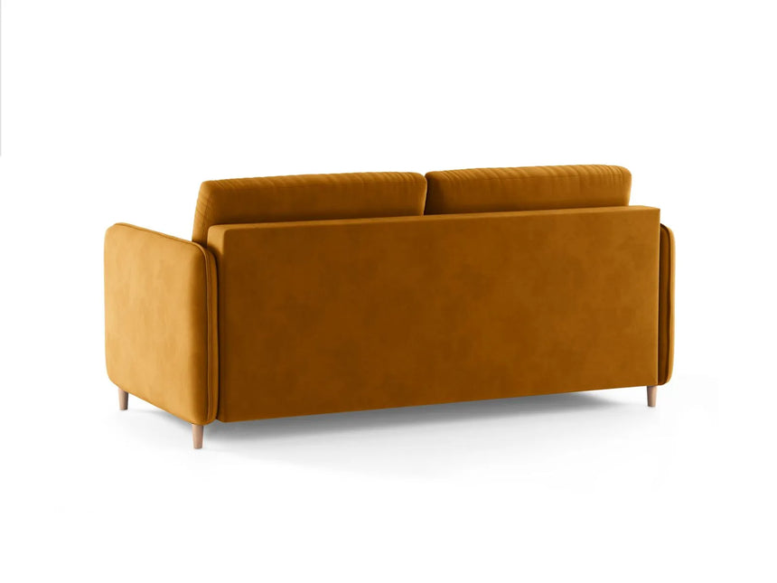 Simo 3-Sitzer Sofa mit Schlaffunktion, ausklappbar, aus Samt in Gelb (Salvador 10), 184x102 cm von Micadoni – Bild 5