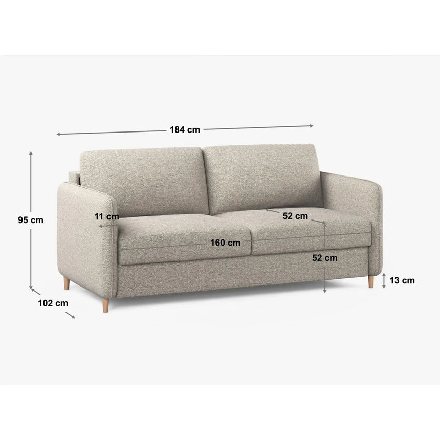 Simo 3-Sitzer Sofa mit Schlaffunktion, ausklappbar, aus Samt oder Strukturstoff, 184x102 cm - ZEN ZONE Furniture
