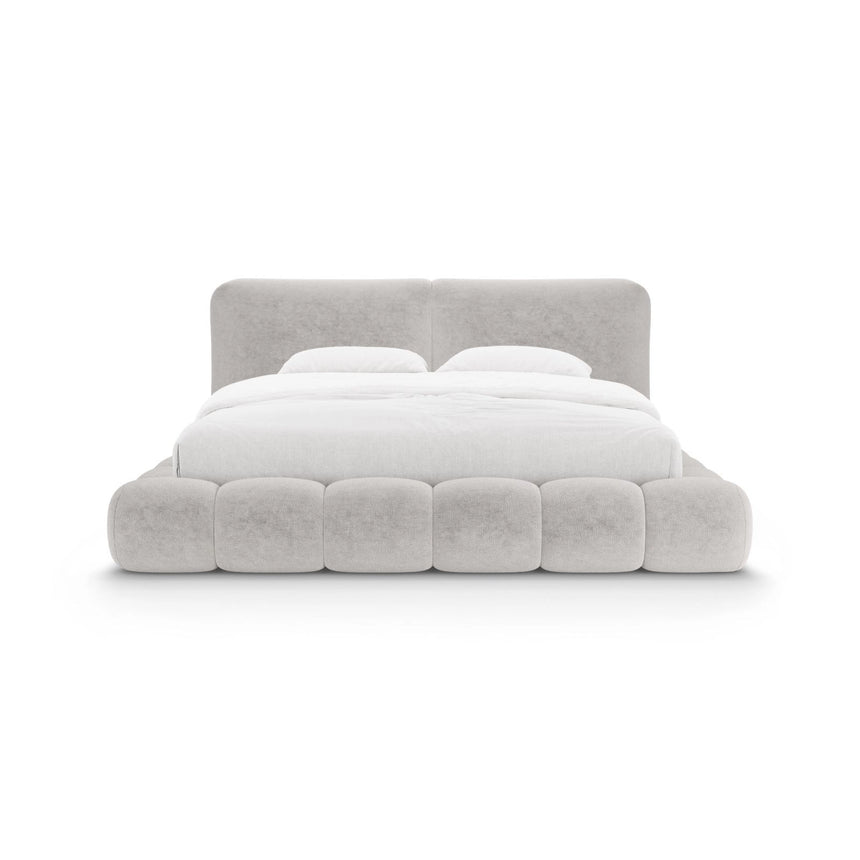 Solange Bett mit Kopfteil und Stauraum aus Chenille in Beige (Perfect Harmony 04), 180x200 cm von Micadoni – Bild 5