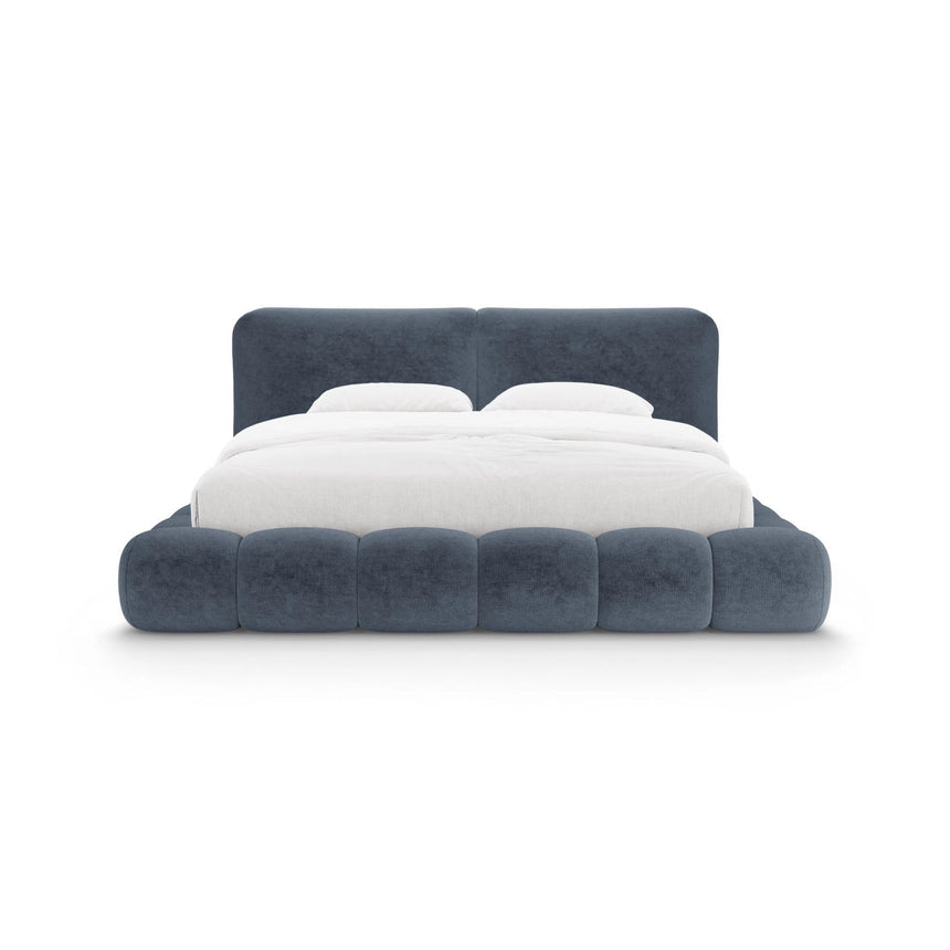 Solange Bett mit Kopfteil und Stauraum aus Chenille in Dunkelblau (Perfect Harmony 77), 140x200 cm von Micadoni – Bild 5