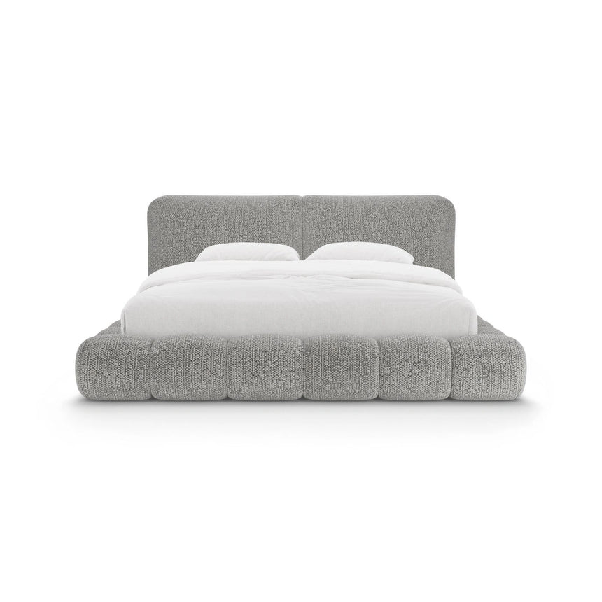 Solange Bett mit Kopfteil und Stauraum aus Chenille in Grau (SILENCIO 86), 160x200 cm von Micadoni – Bild 5