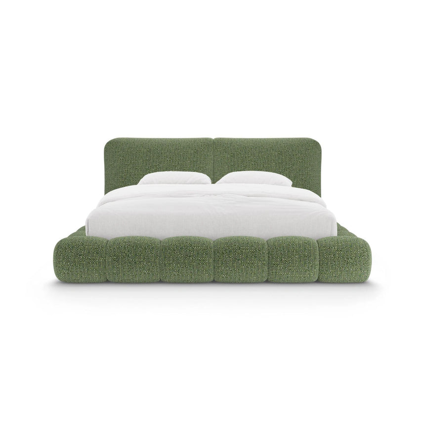 Solange Bett mit Kopfteil und Stauraum aus Chenille in Grün (SILENCIO 34), 160x200 cm von Micadoni – Bild 5