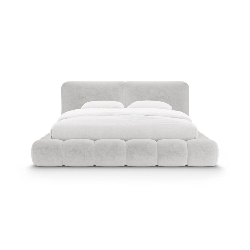 Solange Bett mit Kopfteil und Stauraum aus Chenille in Hellgrau (Perfect Harmony 80), 160x200 cm von Micadoni – Bild 5