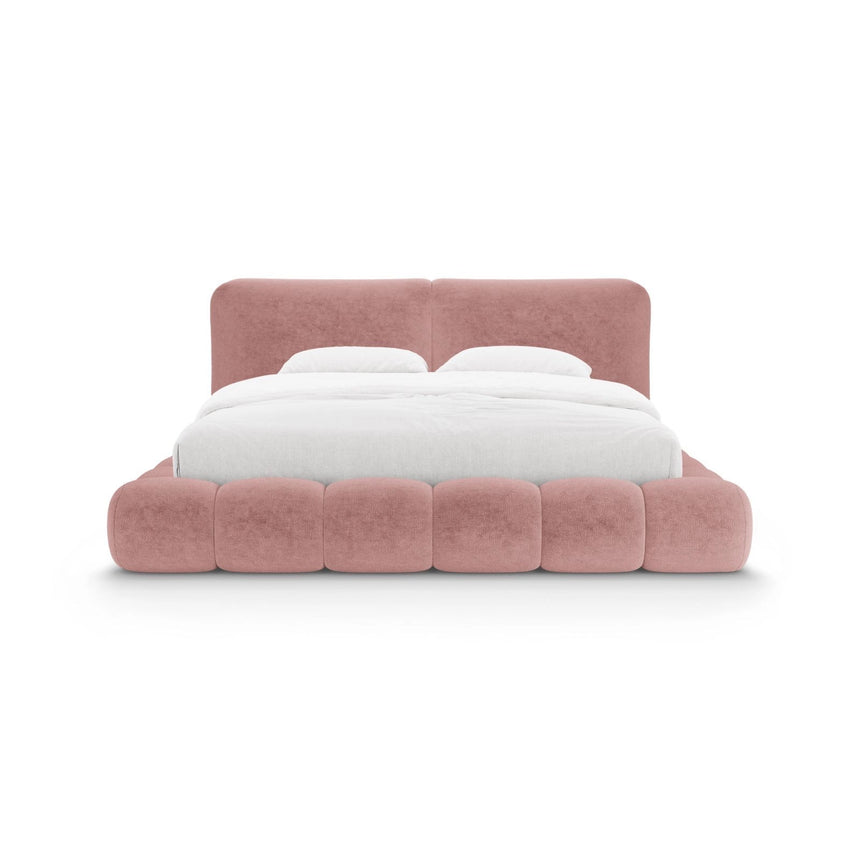 Solange Bett mit Kopfteil und Stauraum aus Chenille in Rosa (Perfect Harmony 63), 200x200 cm von Micadoni – Bild 5