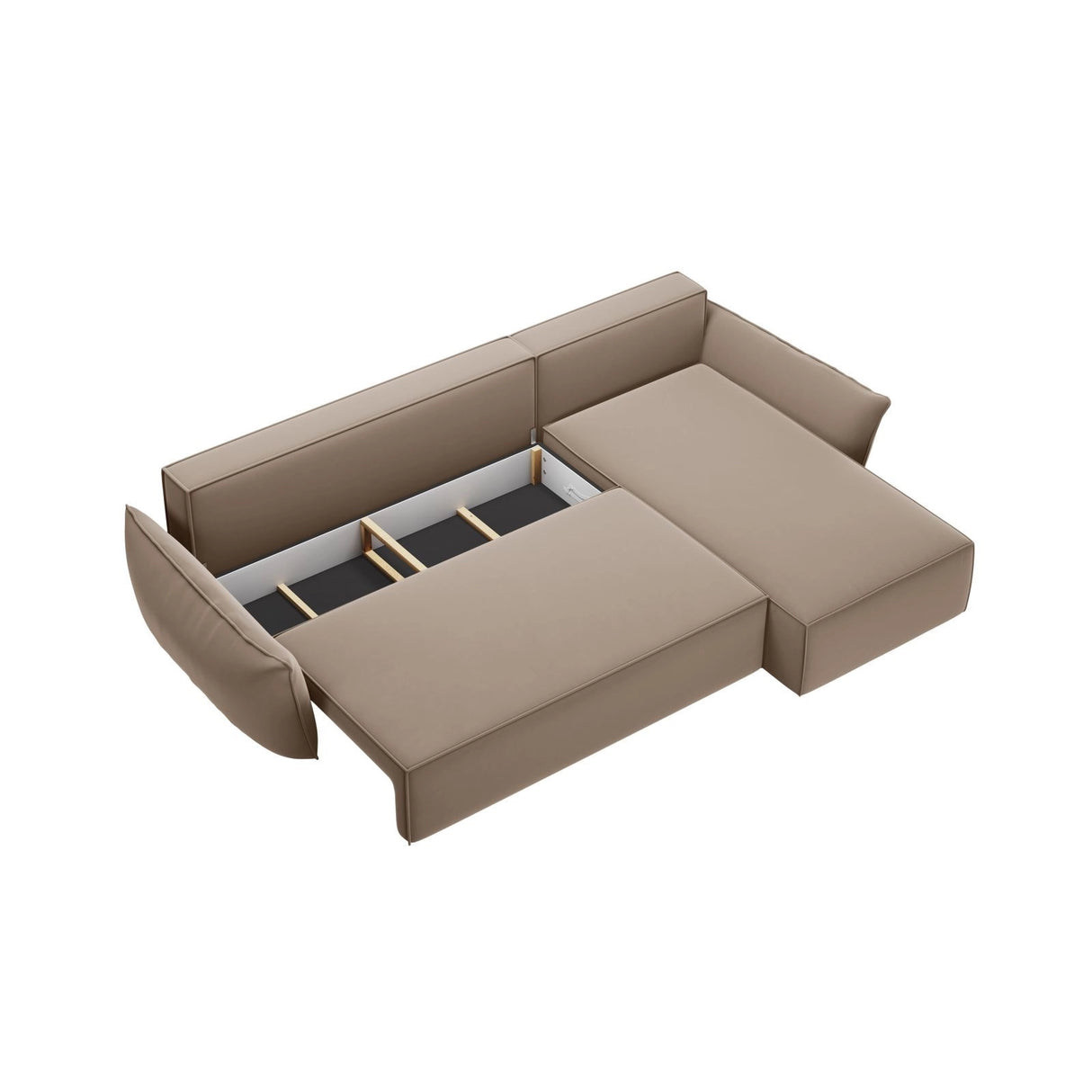Velvet Right Corner Sofa With Bed Function And Box, "Kaelle", 4 Seats, Cappuccino, 252x165x87
Made in Europe von Micadoni – Bild 5