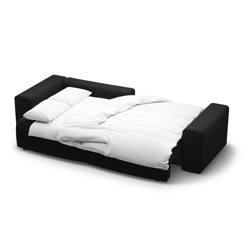 Victor 3-Sitzer Ecksofa, Linke Seite, ausziehbar mit Schlaffunktion und Bettkasten, aus Samt in Schwarz (Paris Black), 246x148 cm von Micadoni – Bild 7