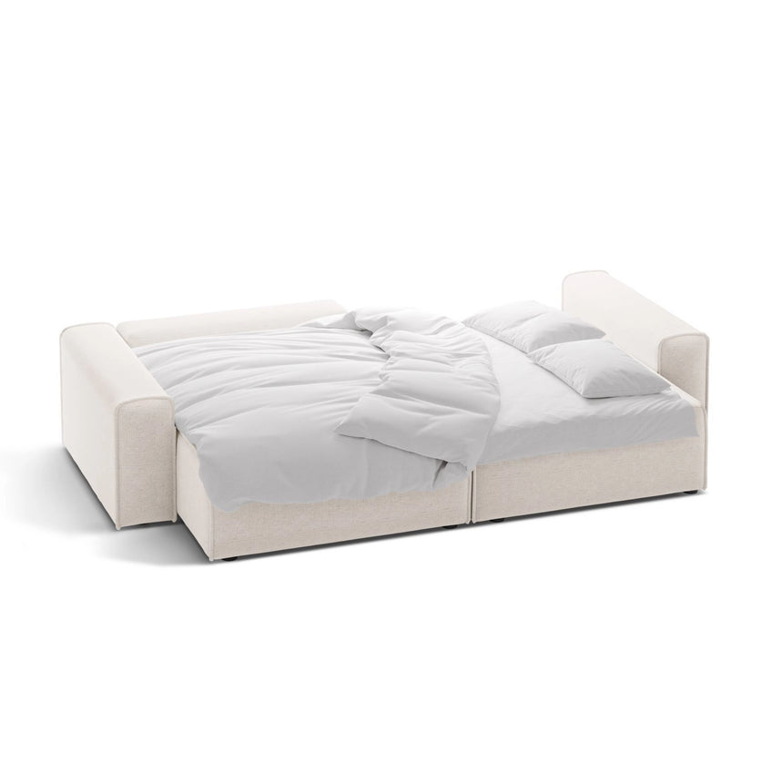 Victor 3-Sitzer Ecksofa, Linke Seite, ausziehbar mit Schlaffunktion und Bettkasten, aus Samt oder Strukturstoff, 246x148 cm von Micadoni – Bild 5