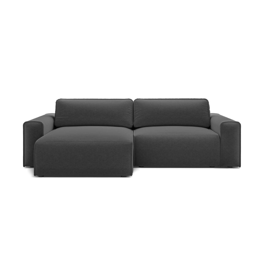 Victor 3-Sitzer Ecksofa, Linke Seite, ausziehbar mit Schlaffunktion und Bettkasten, aus Strukturierter Stoff in Anthrazit (Moly 97), 246x148 cm von Micadoni – Bild 1