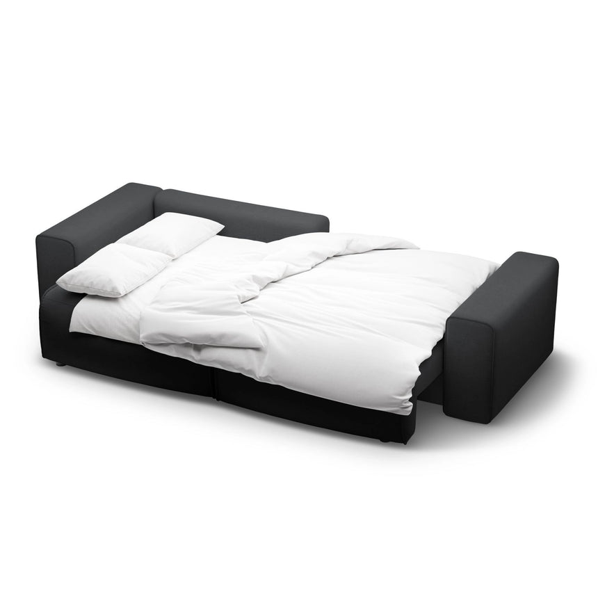 Victor 3-Sitzer Ecksofa, Linke Seite, ausziehbar mit Schlaffunktion und Bettkasten, aus Strukturierter Stoff in Anthrazit (Moly 97), 246x148 cm von Micadoni – Bild 7