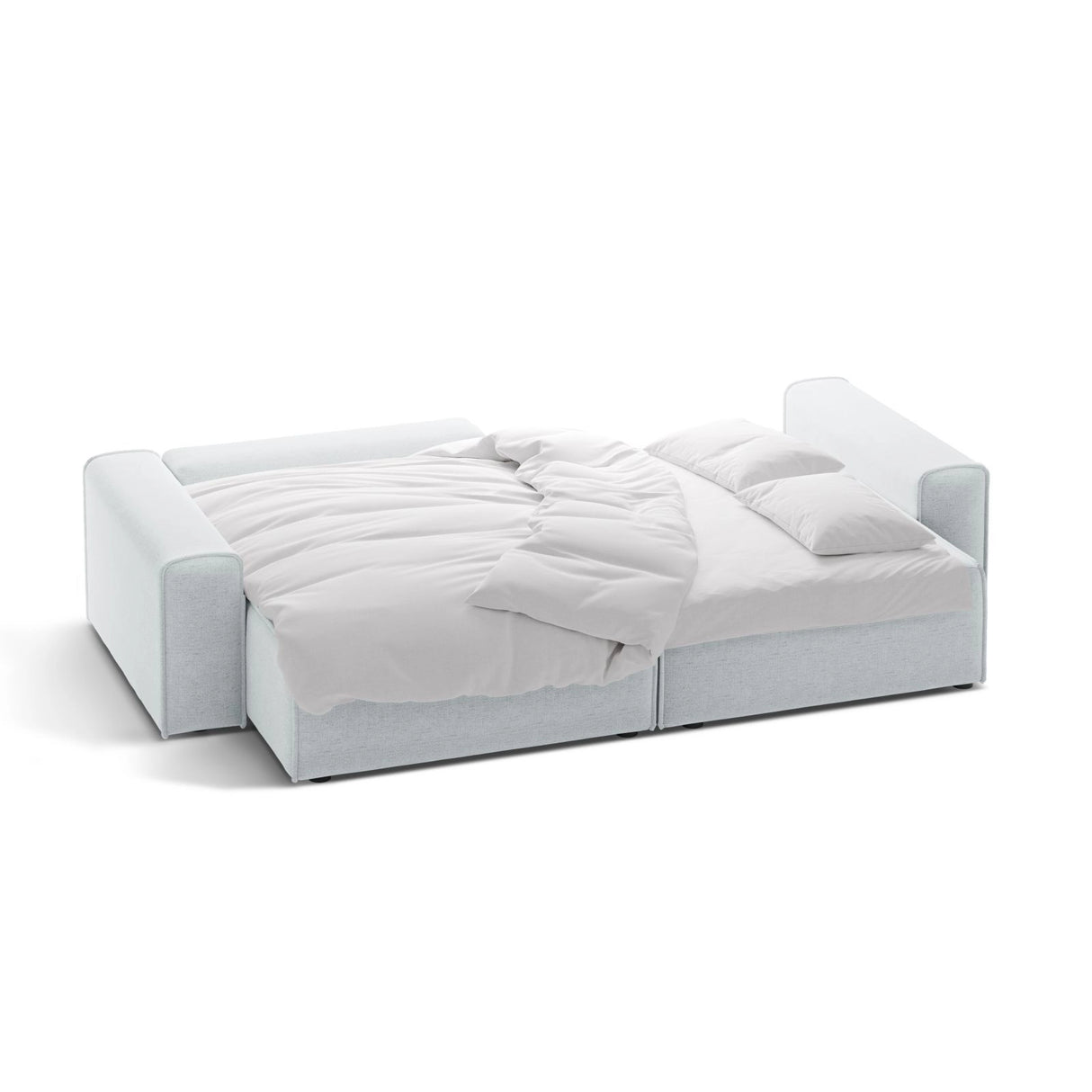 Victor 3-Sitzer Ecksofa, Linke Seite, ausziehbar mit Schlaffunktion und Bettkasten, aus Strukturierter Stoff in Hellgrau (Moly 70), 246x148 cm von Micadoni – Bild 5