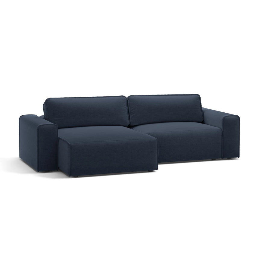 Victor 3-Sitzer Ecksofa, Linke Seite, ausziehbar mit Schlaffunktion und Bettkasten, aus Strukturierter Stoff in Königsblau (Moly 79), 246x148 cm von Micadoni – Bild 4