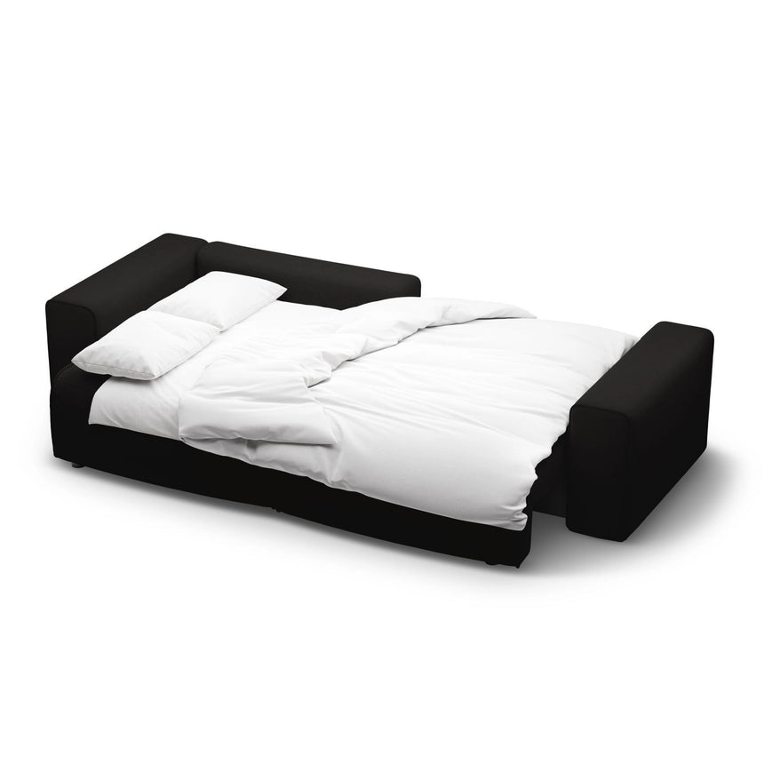 Victor 3-Sitzer Ecksofa, Linke Seite, ausziehbar mit Schlaffunktion und Bettkasten, aus Strukturierter Stoff in Schwarz (Moly 99), 246x148 cm von Micadoni – Bild 7