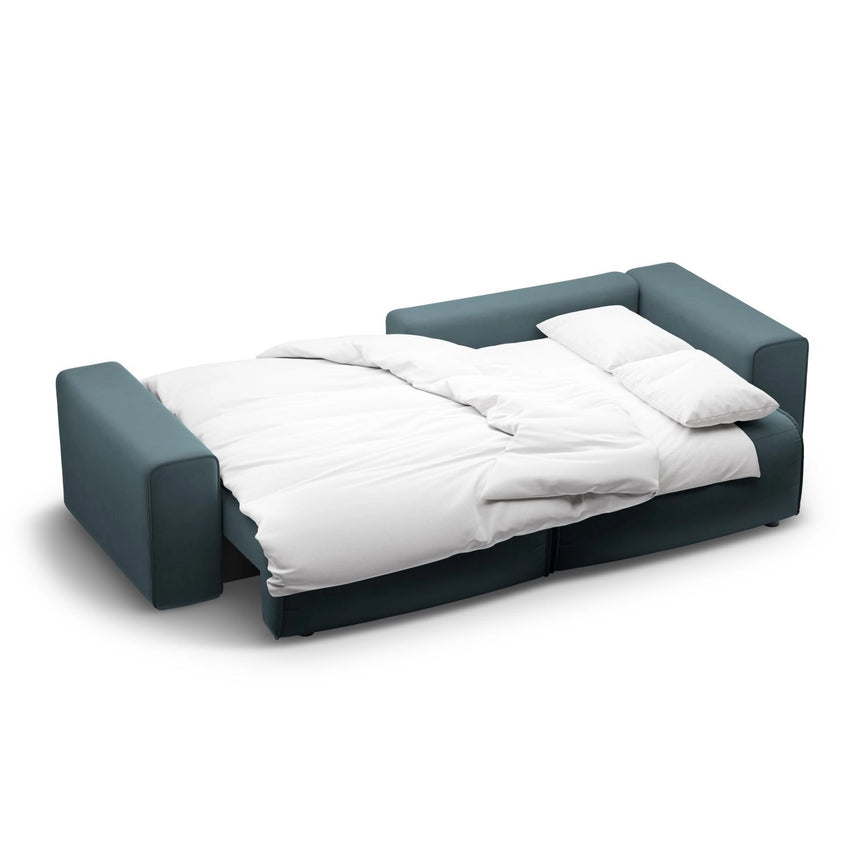 Victor 3-Sitzer Ecksofa, Rechte Seite, ausziehbar mit Schlaffunktion und Bettkasten, aus Samt in Blue (Paris Dark Blue), 246x148 cm von Micadoni – Bild 7