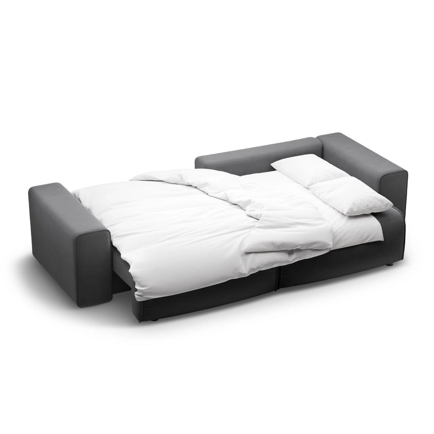 Victor 3-Sitzer Ecksofa, Rechte Seite, ausziehbar mit Schlaffunktion und Bettkasten, aus Samt in Grau (Paris Steel), 246x148 cm von Micadoni – Bild 7