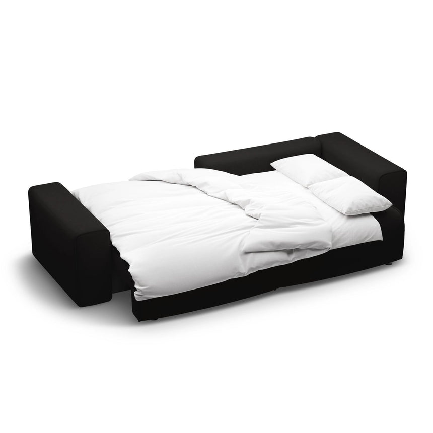 Victor 3-Sitzer Ecksofa, Rechte Seite, ausziehbar mit Schlaffunktion und Bettkasten, aus Strukturierter Stoff in Schwarz (Moly 99), 246x148 cm von Micadoni – Bild 7