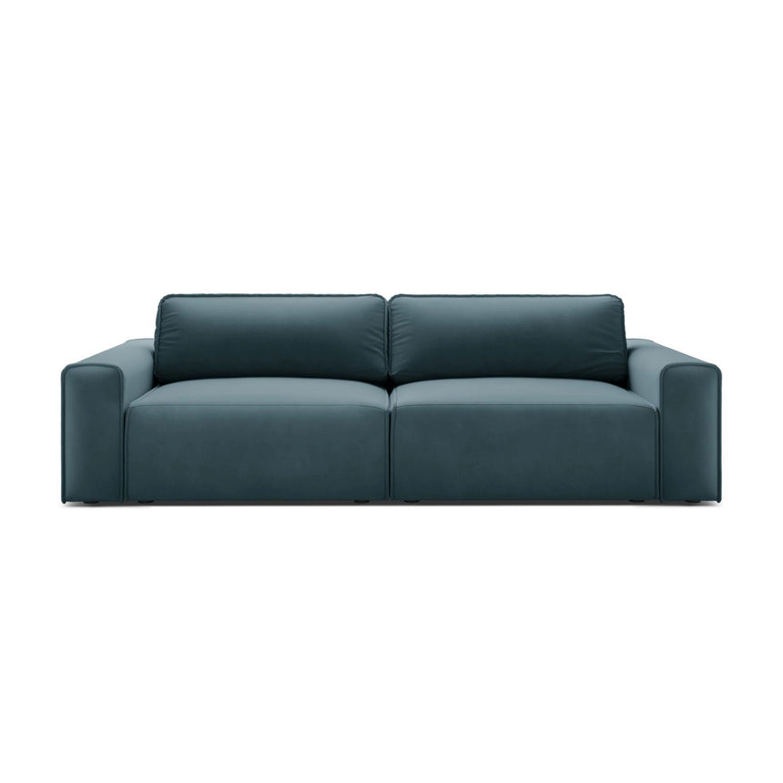 Victor 3-Sitzer Sofa, ausklappbar, mit Schlaffunktion und Bettkasten, aus Samt in Blue (Paris Dark Blue), 246x100 cm von Micadoni – Bild 1