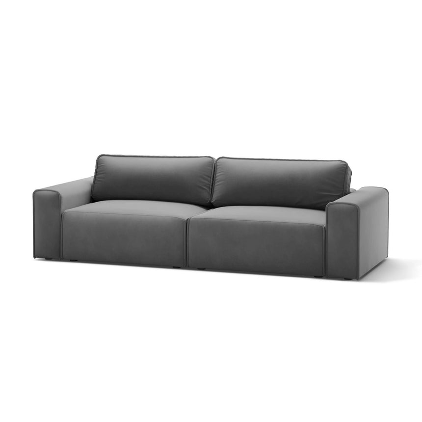 Victor 3-Sitzer Sofa, ausklappbar, mit Schlaffunktion und Bettkasten, aus Samt in Grau (Paris Steel), 246x100 cm von Micadoni – Bild 4