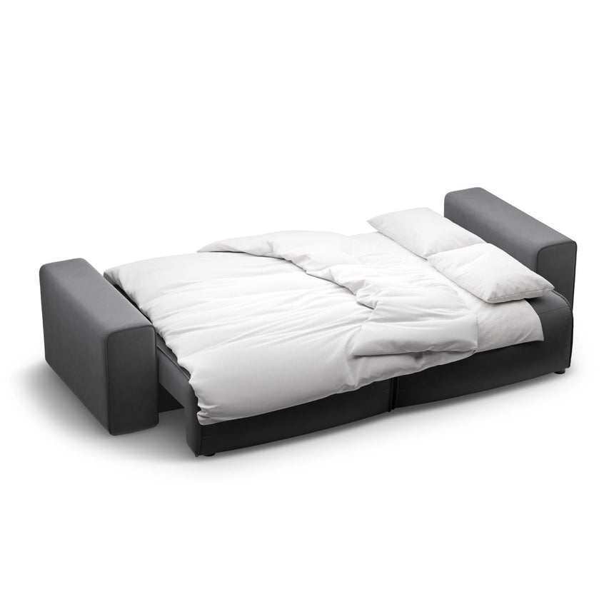Victor 3-Sitzer Sofa, ausklappbar, mit Schlaffunktion und Bettkasten, aus Samt in Grau (Paris Steel), 246x100 cm von Micadoni – Bild 7