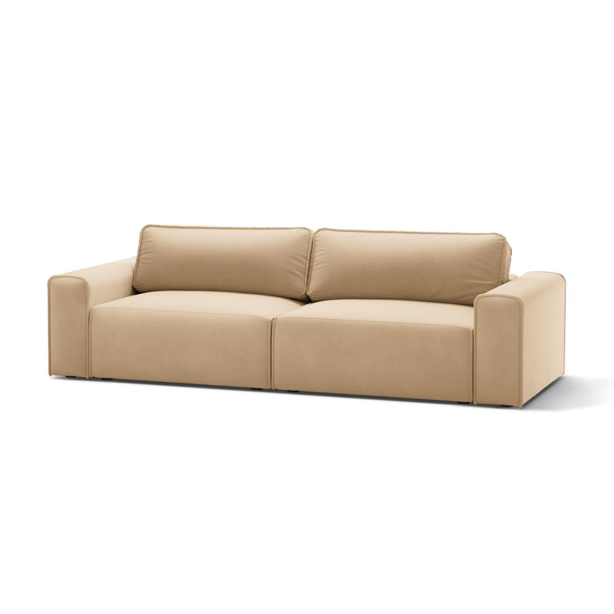 Victor 3-Sitzer Sofa, ausklappbar, mit Schlaffunktion und Bettkasten, aus Samt in Nude (Paris Beige), 246x100 cm von Micadoni – Bild 4