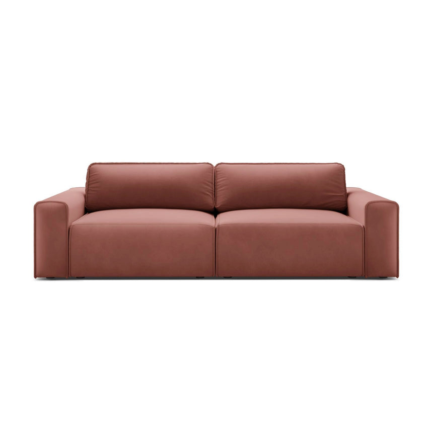 Victor 3-Sitzer Sofa, ausklappbar, mit Schlaffunktion und Bettkasten, aus Samt in Rosa (Paris Salmon), 246x100 cm von Micadoni – Bild 1
