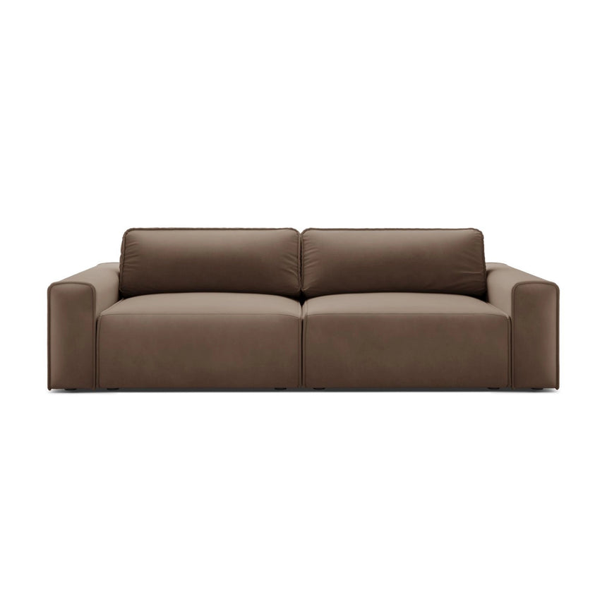 Victor 3-Sitzer Sofa, ausklappbar, mit Schlaffunktion und Bettkasten, aus Samt in Schokolade (Paris Chocolate), 246x100 cm von Micadoni – Bild 1