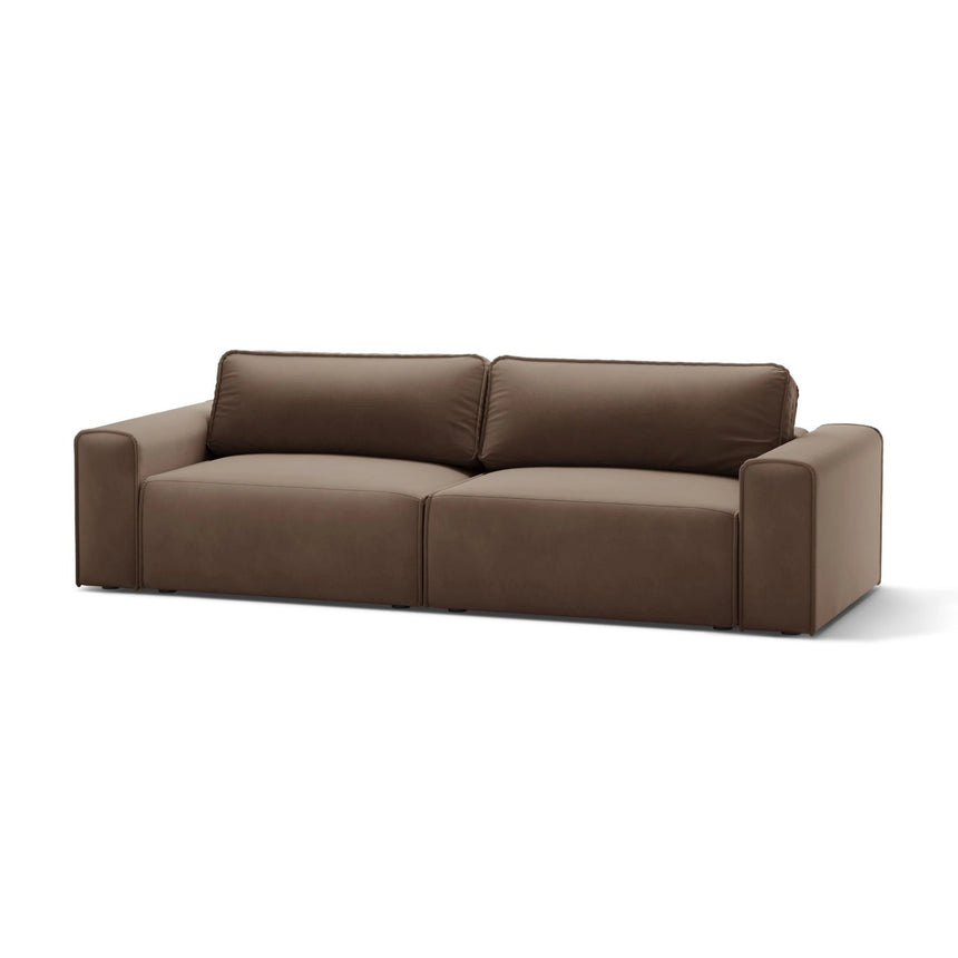 Victor 3-Sitzer Sofa, ausklappbar, mit Schlaffunktion und Bettkasten, aus Samt in Schokolade (Paris Chocolate), 246x100 cm von Micadoni – Bild 4